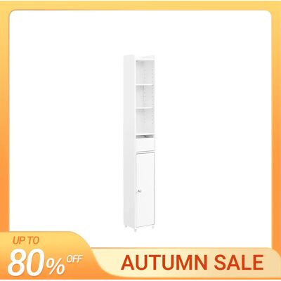 SoBuy BZR34-K-W Badezimmerschrank Schmal Hochschrank Badregal Schrank mit Tür und Schublade Nischenregal für Badezimmer SoBuy BZR34-K-W Badezimmerschrank Schmal Hochschrank Badregal Schrank mit Tür und Schublade Nischenregal für Badezimmer