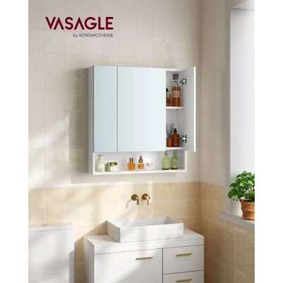 VASAGLE Badezimmerschrank mit Spiegeltüren - 16,5x70x75 cm, Wolkenweiß VASAGLE Badezimmerschrank mit Spiegeltüren - 16,5x70x75 cm, Wolkenweiß