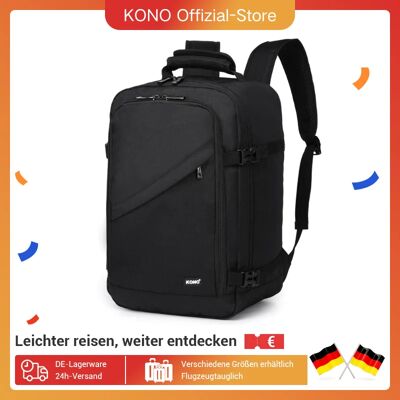 Kono Kabinentasche 40x20x25 cm für Ryanair Untersitz Handgepäck Rucksack, Kabinengröße 20L, Schwarz, Minimalistisch Kono Kabinentasche 40x20x25 cm für Ryanair Untersitz Handgepäck Rucksack, Kabinengröße 20L, Schwarz, Minimalistisch