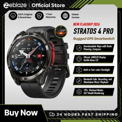 Neue Zeblaze Stratos 4 Pro GPS Smartwatch 1,43'' AMOLED-Display Zweifarbige Taschenlampe Musikspeicher 170+ Trainingsmodi Smartwatch Neue Zeblaze Stratos 4 Pro GPS Smartwatch 1,43'' AMOLED-Display Zweifarbige Taschenlampe Musikspeicher 170+ Trainingsmodi Smartwatch