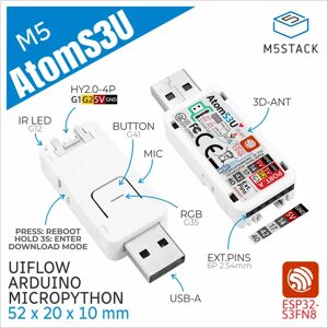 M5Stack AtomS3U ESP32S3 Entwicklungskit mit USB-A M5Stack AtomS3U ESP32S3 Entwicklungskit mit USB-A