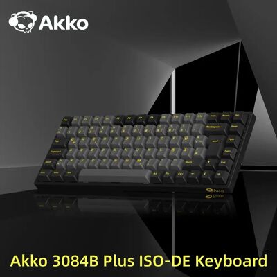 Akko 3084B Plus Schwarz und Gold, 75 % ISO-DE-Layout, mechanische Gaming-Tastatur, Hot-Swap-fähige Multi-Modi, 2,4 GHz/USB Typ-C/BT 5.0 Akko 3084B Plus Schwarz und Gold, 75 % ISO-DE-Layout, mechanische Gaming-Tastatur, Hot-Swap-fähige Multi-Modi, 2,4 GHz/USB Typ-C/BT 5.0