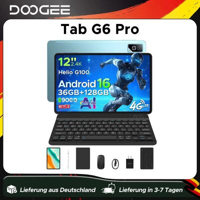 DOOGEE Tab G6 Pro Tablet-PC Android 16 Gemini AI 12'' 2K Display 9000mAh Akku 8GB RAM 128GB ROM Ultraflaches Gehäuse Smart Pad DOOGEE Tab G6 Pro Tablet-PC Android 16 Gemini AI 12'' 2K Display 9000mAh Akku 8GB RAM 128GB ROM Ultraflaches Gehäuse Smart Pad