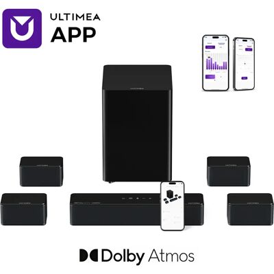 ULTIMEA Poseidon D80 7.1 Surround-Soundbar mit Dolby Atmos, kabellosem Subwoofer und 4 Lautsprechern, Heimkinosystem mit APP-Steuerung ULTIMEA Poseidon D80 7.1 Surround-Soundbar mit Dolby Atmos, kabellosem Subwoofer und 4 Lautsprechern, Heimkinosystem mit APP-Steuerung