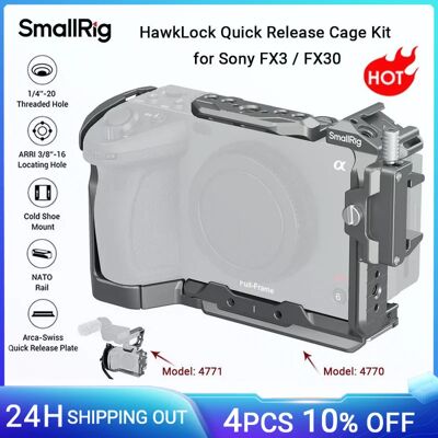 SmallRig FX30 Cage HawkLock Quick Release Advanced Cage Kit für Sony FX3/FX30, mit Kabelklemme Cold Shoe NATO Rail -4770 SmallRig FX30 Cage HawkLock Quick Release Advanced Cage Kit für Sony FX3/FX30, mit Kabelklemme Cold Shoe NATO Rail -4770