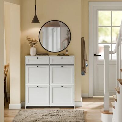 SoBuy FSR208-W Schuhkipper Schmal Schuhschrank Weiss, Modernes Schuhregal für Flur, Platzsparend mit 12 Paar Stauraum, Mit Anti-Kipp Vorrichtung und Silikonfüßen, 100x19x107 cm SoBuy FSR208-W Schuhkipper Schmal Schuhschrank Weiss, Modernes Schuhregal für Flur, Platzsparend mit 12 Paar Stauraum, Mit Anti-Kipp Vorrichtung und Silikonfüßen, 100x19x107 cm