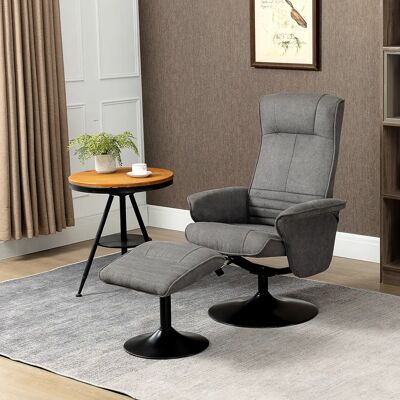 HOMCOM Relaxsessel mit Hocker, 360°drehbarer Fernsehsessel mit Liegefunktion Gepolstert TV Sessel mit Samtoptik für Wohnzimmer, Dunkelgrau HOMCOM Relaxsessel mit Hocker, 360°drehbarer Fernsehsessel mit Liegefunktion Gepolstert TV Sessel mit Samtoptik für Wohnzimmer, Dunkelgrau