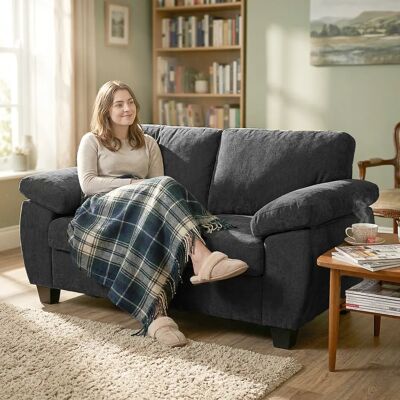 HOMCOM Sofa 2 Sitzer 156 cm Chenille Couch mit dicker Rückenlehne, breiten gepolsterten Armlehnen Bequeme Moderne Stoffcouch für kleine Räume, Wohnzimmer, Schlafzimmer, Dunkelgrau HOMCOM Sofa 2 Sitzer 156 cm Chenille Couch mit dicker Rückenlehne, breiten gepolsterten Armlehnen Bequeme Moderne Stoffcouch für kleine Räume, Wohnzimmer, Schlafzimmer, Dunkelgrau