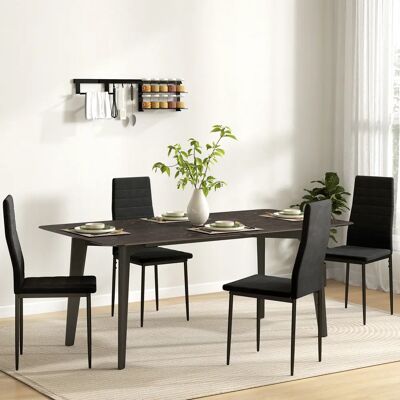 HOMCOM Esszimmerstühle 4er-Set Küchenstuhl mit Rückenlehne, Samtoptik, Armlose Stühle, Polsterstuhl mit Metallbeine, Sessel für Esszimmer, Wohnzimmer, Schwarz HOMCOM Esszimmerstühle 4er-Set Küchenstuhl mit Rückenlehne, Samtoptik, Armlose Stühle, Polsterstuhl mit Metallbeine, Sessel für Esszimmer, Wohnzimmer, Schwarz