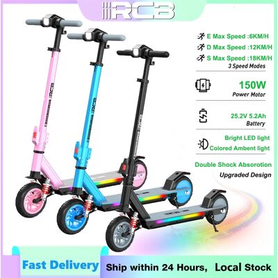 RCB Kinder-Elektroroller R12 Max 150W Faltbar 3 Geschwindigkeiten Vorderradaufhängung RGB-Lichter LED-Display 18km/h 15km für 6-12 Jahre RCB Kinder-Elektroroller R12 Max 150W Faltbar 3 Geschwindigkeiten Vorderradaufhängung RGB-Lichter LED-Display 18km/h 15km für 6-12 Jahre