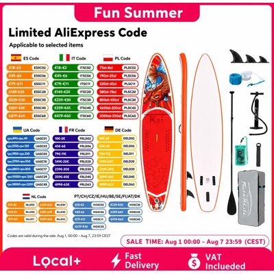Funwater Aufblasbares SUP-Board 335X83X15Cm Stand-up-Paddle-Board Koi-Surfbrett für Erwachsene und Jugendliche 165kg Traglast 12-15Psi mit Verstellbarem Paddel 3 Flossen Sicherheitsleine Handpumpe Funwater Aufblasbares SUP-Board 335X83X15Cm Stand-up-Paddle-Board Koi-Surfbrett für Erwachsene und Jugendliche 165kg Traglast 12-15Psi mit Verstellbarem Paddel 3 Flossen Sicherheitsleine Handpumpe