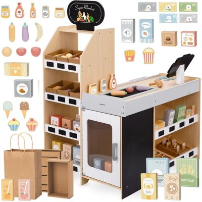 Mamabrum Großer Holz-Lebensmittelstand mit Kasse XXL-Set Lernspielzeug für Kinder Montessori 3+ Mamabrum Großer Holz-Lebensmittelstand mit Kasse XXL-Set Lernspielzeug für Kinder Montessori 3+