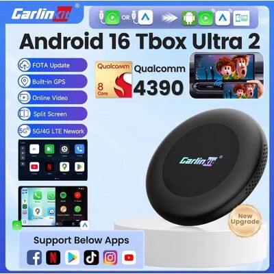 CarlinKit Android 16 Ultra 2 CarPlay Ai Box CQ4390 8G+128GB Bildschirmspiegelung Kabelloses Android Auto Split-Screen FOTA Für Netflix CarlinKit Android 16 Ultra 2 CarPlay Ai Box CQ4390 8G+128GB Bildschirmspiegelung Kabelloses Android Auto Split-Screen FOTA Für Netflix