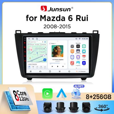 Junsun Wireless CarPlay Android Auto Autoradio für Mazda 6 Mk2 (GH) 2007-2012 mit integriertem Lüfter, Android GPS-Navigation, Multimedia-Player, WiFi, DSP, RDS, BT, SWC, IPS-Touchscreen, Autoradio, Junsun Wireless CarPlay Android Auto Autoradio für Mazda 6 Mk2 (GH) 2007-2012 mit integriertem Lüfter, Android GPS-Navigation, Multimedia-Player, WiFi, DSP, RDS, BT, SWC, IPS-Touchscreen, Autoradio,