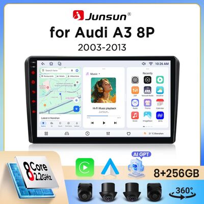 Junsun Wireless CarPlay Android Auto Autoradio für Audi A3 / S3 / RS3 (8P) 2003-2013 mit integriertem Lüfter, Android GPS Navigation, Multimedia-Player, WiFi, DSP, RDS, BT, SWC, IPS Touchscreen, Junsun Wireless CarPlay Android Auto Autoradio für Audi A3 / S3 / RS3 (8P) 2003-2013 mit integriertem Lüfter, Android GPS Navigation, Multimedia-Player, WiFi, DSP, RDS, BT, SWC, IPS Touchscreen,