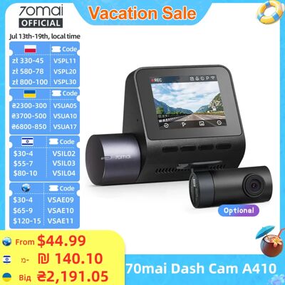70mai Dash Cam A410 Vorne 1440P Hinten 1080P Auto DVR Verbesserte Ver. von 70mai A400 Autorecorder, 24-Stunden-Parkmodus, unterstützt max. 256 GB 70mai Dash Cam A410 Vorne 1440P Hinten 1080P Auto DVR Verbesserte Ver. von 70mai A400 Autorecorder, 24-Stunden-Parkmodus, unterstützt max. 256 GB