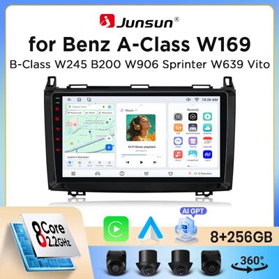 Junsun Wireless CarPlay Android Auto Autoradio für Mercedes-Benz A-Klasse (W169) / B-Klasse (W245) / Sprinter (W906) / Vito (W639) mit integriertem Lüfter, Android GPS Navigation, Multimedia Player, Junsun Wireless CarPlay Android Auto Autoradio für Mercedes-Benz A-Klasse (W169) / B-Klasse (W245) / Sprinter (W906) / Vito (W639) mit integriertem Lüfter, Android GPS Navigation, Multimedia Player,