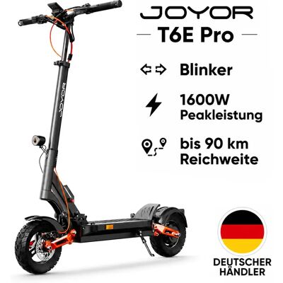 Joyor T6E Pro E-Scooter mit Straßenzulassung ABE 500W bis 90km Reichweite Blinker offroad 10 Zoll hydraulische Federung Joyor T6E Pro E-Scooter mit Straßenzulassung ABE 500W bis 90km Reichweite Blinker offroad 10 Zoll hydraulische Federung