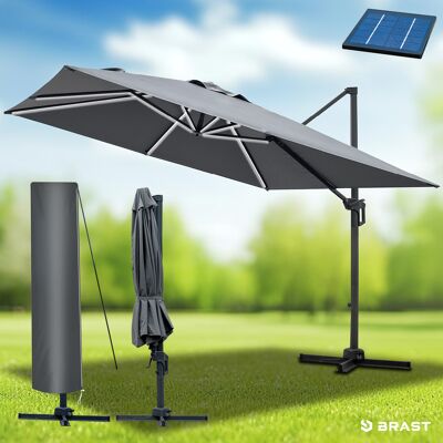 BRAST Ampelschirm rechteckig 3x3m grau mit LED-Beleuchtung BRAST Ampelschirm rechteckig 3x3m grau mit LED-Beleuchtung