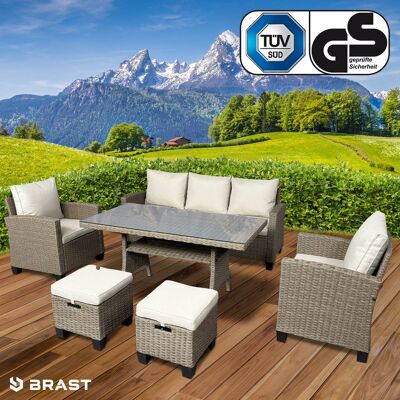 Brast Polyrattan Garten Sitzgruppe DELIGHT-7 braun/beige Brast Polyrattan Garten Sitzgruppe DELIGHT-7 braun/beige
