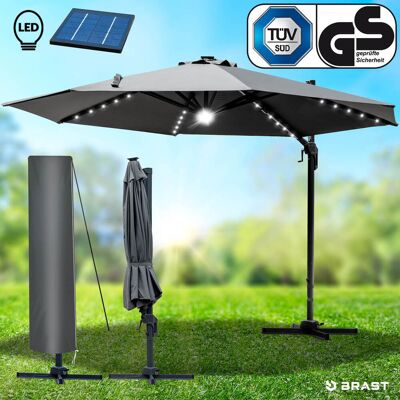 Brast Alu Ampelschirm 300cm grau mit LED-Beleuchtung Brast Alu Ampelschirm 300cm grau mit LED-Beleuchtung