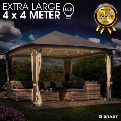 Brast Alu Pavillon INFINITY 4x4x beige inkl. LEDs Brast Alu Pavillon INFINITY 4x4x beige inkl. LEDs