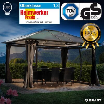 Brast Alu-Pavillon PREMIUM 3x4m grau inkl. LEDs Brast Alu-Pavillon PREMIUM 3x4m grau inkl. LEDs