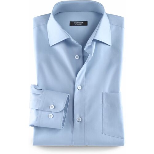 Walbusch Extraglatt-Hemd Kent-Kragen, Comfort Fit, Farbe Hellblau, 45/46, reine, bügelfreie Baumwolle Kent-Kragen Herren