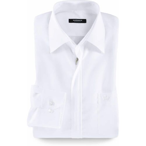 Walbusch Extraglatt-Hemd Zip & Go, Comfort Fit, Farbe Weiß, 45/46, reine Baumwolle bügelfrei Herren
