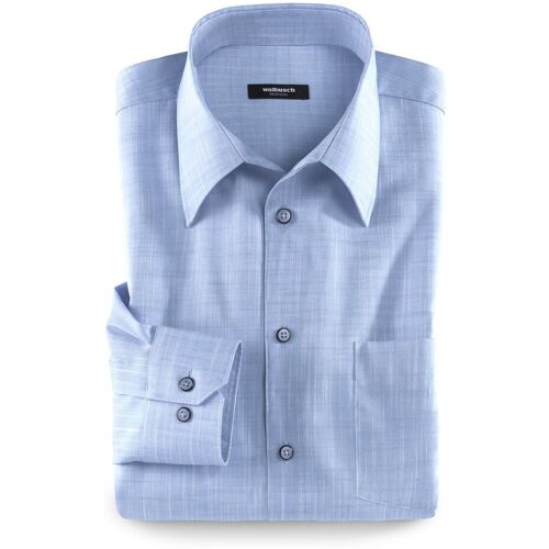 Walbusch Extraglatt-Hemd Tropical, Comfort Fit, Farbe Hellblau, 51/52, reine, bügelfreie Baumwolle aus Flammengarnen Herren