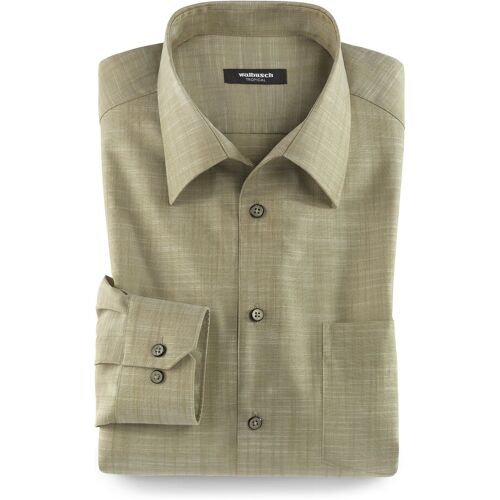 Walbusch Extraglatt-Hemd Tropical, Comfort Fit, Farbe Schilf, 39/40, reine, bügelfreie Baumwolle aus Flammengarnen Herren