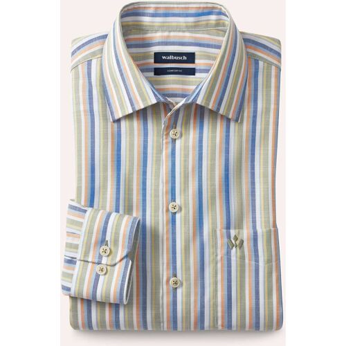 Walbusch Extraglatt-Hemd Tropical, Comfort Fit#noch offen: Größenlauf, Farbe Grün, 43/44, reine, bügelfreie Baumwolle aus Flammengarnen Herren