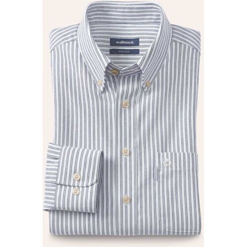 Walbusch Chambray-Hemd, Regular Fit#noch offen: Größenlauf, Farbe Blau, 45/46, reine Baumwolle Kent-Kragen Button-down Herren