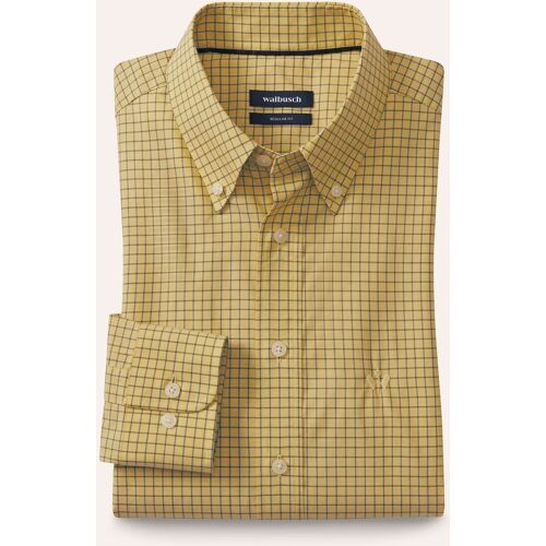 Walbusch Soft-Cotton Hemd, Regular Fit#noch offen: Größenlauf, Farbe Gelb, 38, extra feine Baumwolle Kent-Kragen Button-down Herren
