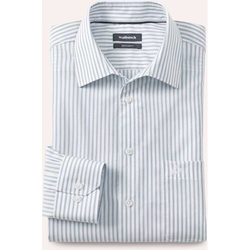 Walbusch Extraglatt-Hemd, Regular Fit#noch offen: Größenlauf, Farbe Blau, 38, bügelfreie Baumwolle Walbusch-Kragen ohne Knopf Herren