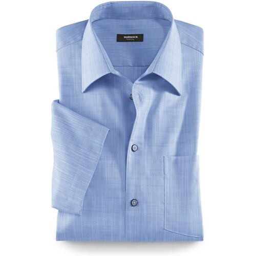 Walbusch Extraglatt-Hemd Tropical, Comfort Fit, Farbe Hellblau, 45/46, reine, bügelfreie Baumwolle aus Flammengarnen Herren