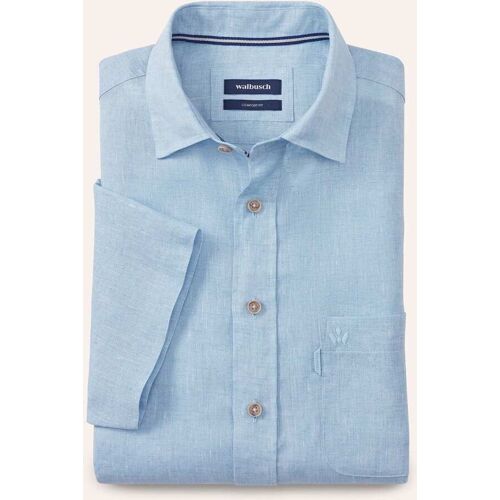 Walbusch Pures Leinen Hemd, Comfort Fit#noch offen: Größenlauf, Farbe Blau, 38, kühlendes Leinen mit Kent-Kragen Herren