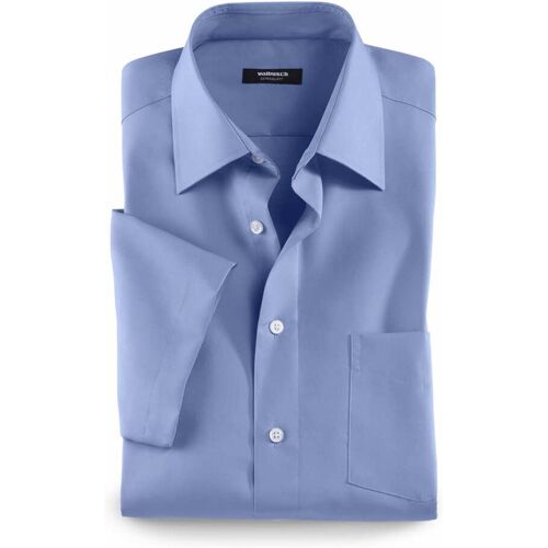 Walbusch Extraglatt-Hemd Kent-Kragen, Regular Fit, Farbe Blau, 44, reine, bügelfreie Baumwolle Kent-Kragen Herren