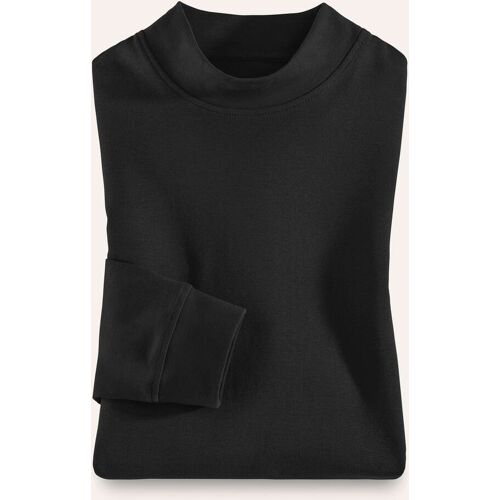 Walbusch Langarm-Shirt Stehkragen, , Farbe Schwarz, 56, reine Baumwolle angenehm weicher Griff Herren