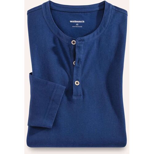 Walbusch Henley-Shirt, , Farbe Blau, 56, hautsympathisch dank Baumwolle Serafino-Ausschnitt Herren