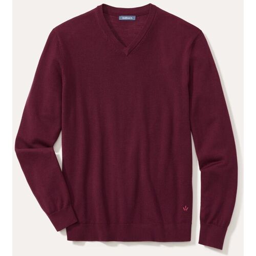 Walbusch V-Pullover Merino Extrafein, , Farbe Rot, 52, reine, extrafeine Merinowolle temperaturausgleichend Herren