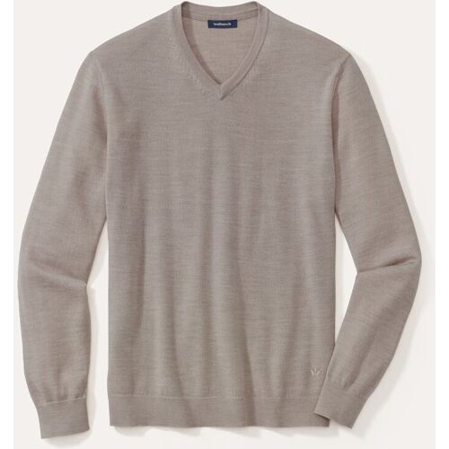 Walbusch V-Pullover Merino Extrafein, , Farbe Beige, 48, reine, extrafeine Merinowolle temperaturausgleichend Herren