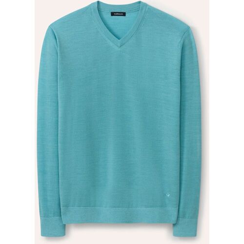 Walbusch V-Pullover Merino Extrafein, , Farbe Grün, 58/60, reine, extrafeine Merinowolle temperaturausgleichend Herren