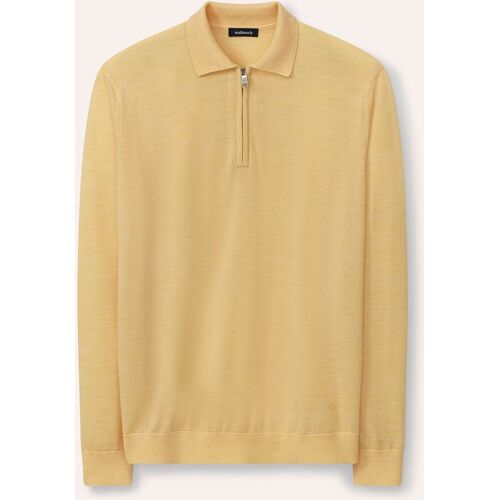 Walbusch Polo Pullover Merino Extrafein, , Farbe Gelb, 54, reine, extrafeine Merinowolle temperaturausgleichend Herren