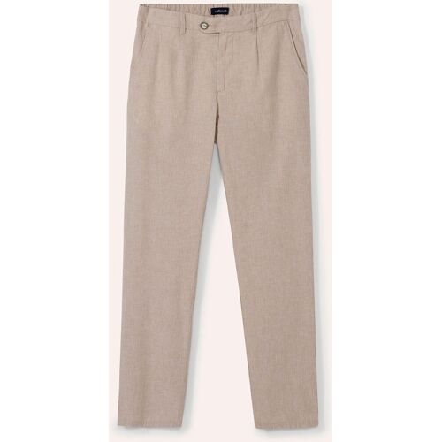 Walbusch Wohlfühl Leinen-Hose, Modern Fit#normale Größen#untersetzte Größen, Farbe Beige, 56, weiche Leinenmischung Comfort-Bund (8 cm dehnbar) Herren
