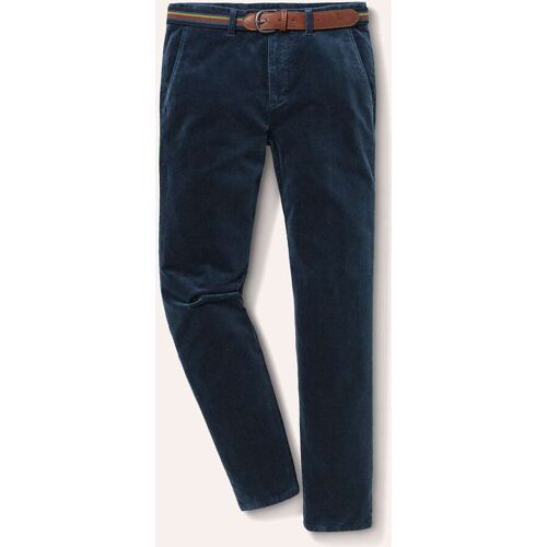 Walbusch Gürtel-Cord Chino, Regular Fit#normale Größen#schlanke Größen#untersetzte Größen, Farbe Blau, 48, inklusive Gürtel elastisch und bequem Herren