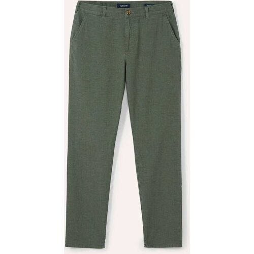 Walbusch Leinen-Chino Frischekick, Regular Fit#normale Größen#schlanke Größen#untersetzte Größen, Farbe Grün, 54, weiche Leinenmischung luftig und knitterarm Herren