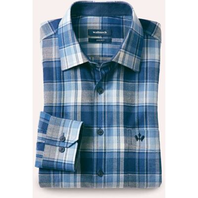 Walbusch Soft-Flanell-Hemd, Regular Fit#noch offen: Größenlauf, Farbe Blau, 45/46, softer Baumwoll-Flanell Kent-Kragen Herren Walbusch Soft-Flanell-Hemd, Regular Fit#noch offen: Größenlauf, Farbe Blau, 45/46, softer Baumwoll-Flanell Kent-Kragen Herren