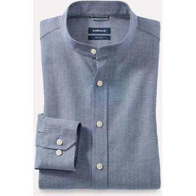 Walbusch Flanell Stehkragen-Hemd, Regular Fit#noch offen: Größenlauf, Farbe Blau, 47/48, weich angeraute Baumwolle mit Stehkragen Herren Walbusch Flanell Stehkragen-Hemd, Regular Fit#noch offen: Größenlauf, Farbe Blau, 47/48, weich angeraute Baumwolle mit Stehkragen Herren