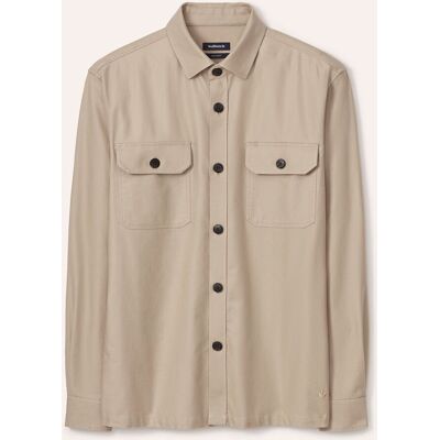 Walbusch Hemdjacke aus Baumwoll-Mischung, Regular Fit#noch offen: Größenlauf, Farbe Beige, 58/60, markanter Twill natürliche Haptik Herren Walbusch Hemdjacke aus Baumwoll-Mischung, Regular Fit#noch offen: Größenlauf, Farbe Beige, 58/60, markanter Twill natürliche Haptik Herren